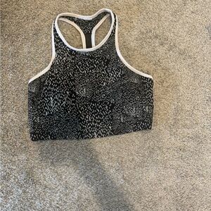 Fabletics Black and White long-lined Sports Bra